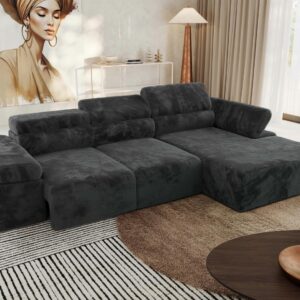 ECKSOFA RILASSO L Dunkelgrau Plüsch - rechts Textil MKS Möbel > Sofas & Couches > Wohnlandschaften > Ecksofas Grau