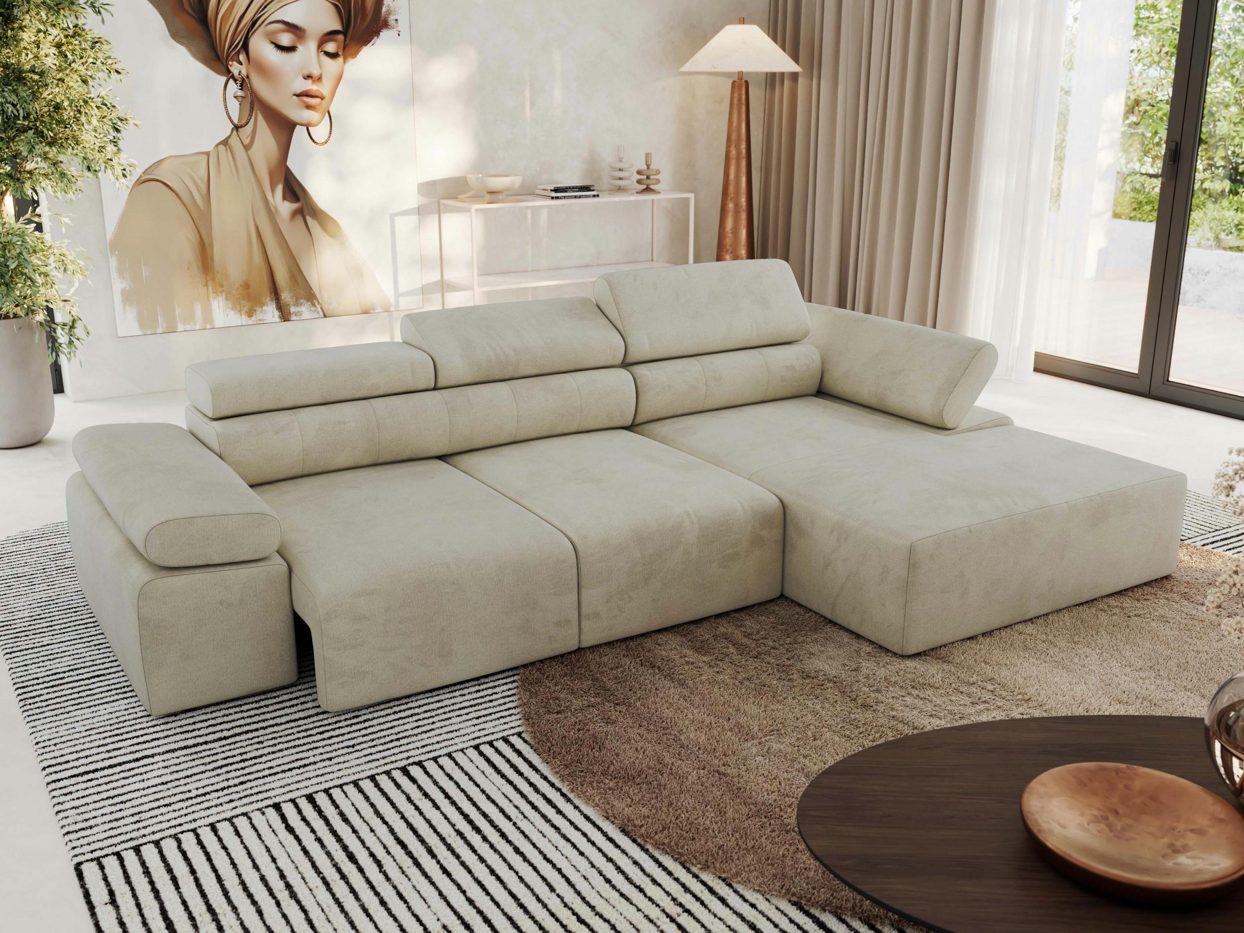 ECKSOFA RILASSO L Beige Velvet - rechts Textil MKS Möbel > Sofas & Couches > Wohnlandschaften > Ecksofas Beige