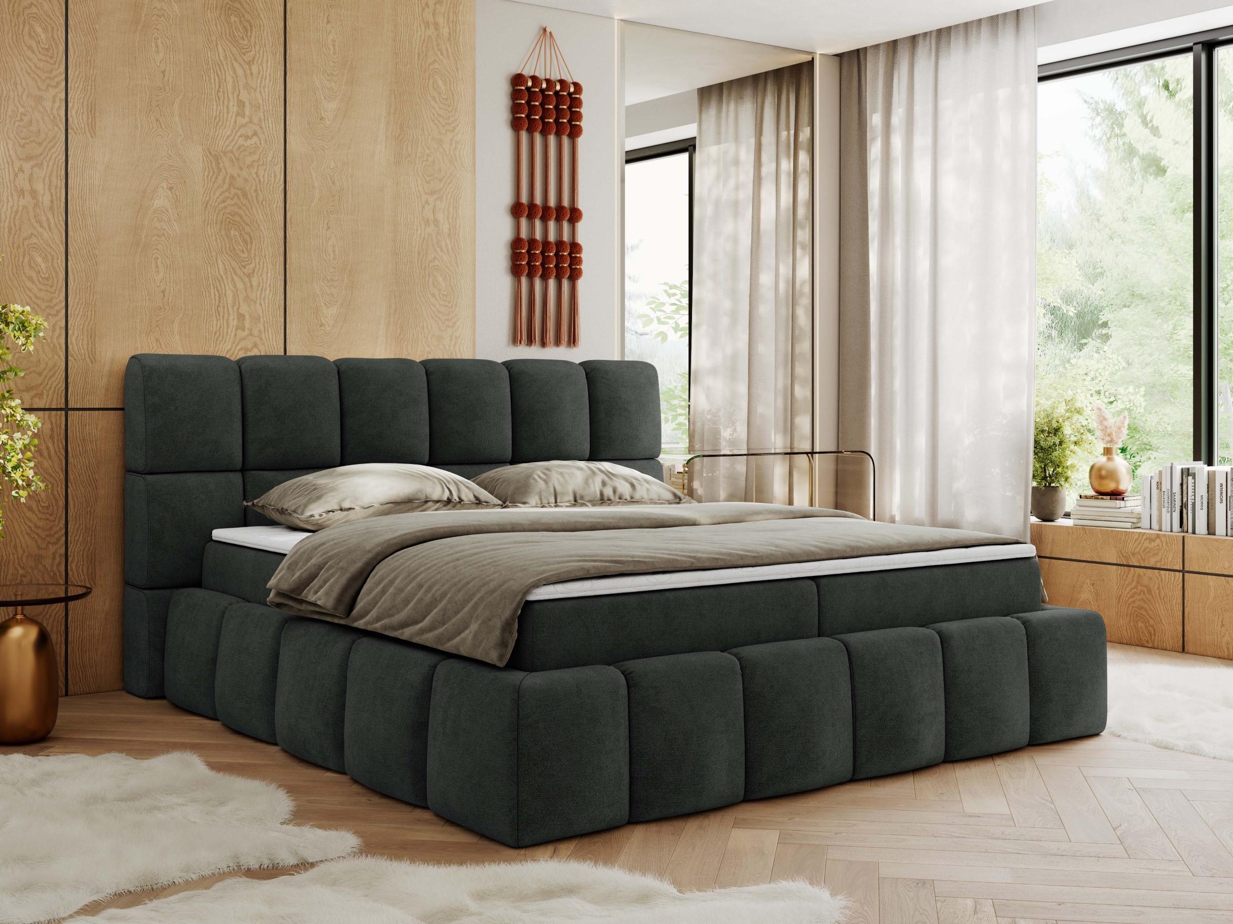 wohnli-moebel-suche-800001039998-1 BOXBETT NIRA 140/200 - Dunkelgrau Strukture - H3 Textil MKS Möbel > Betten > Boxspringbetten Grau