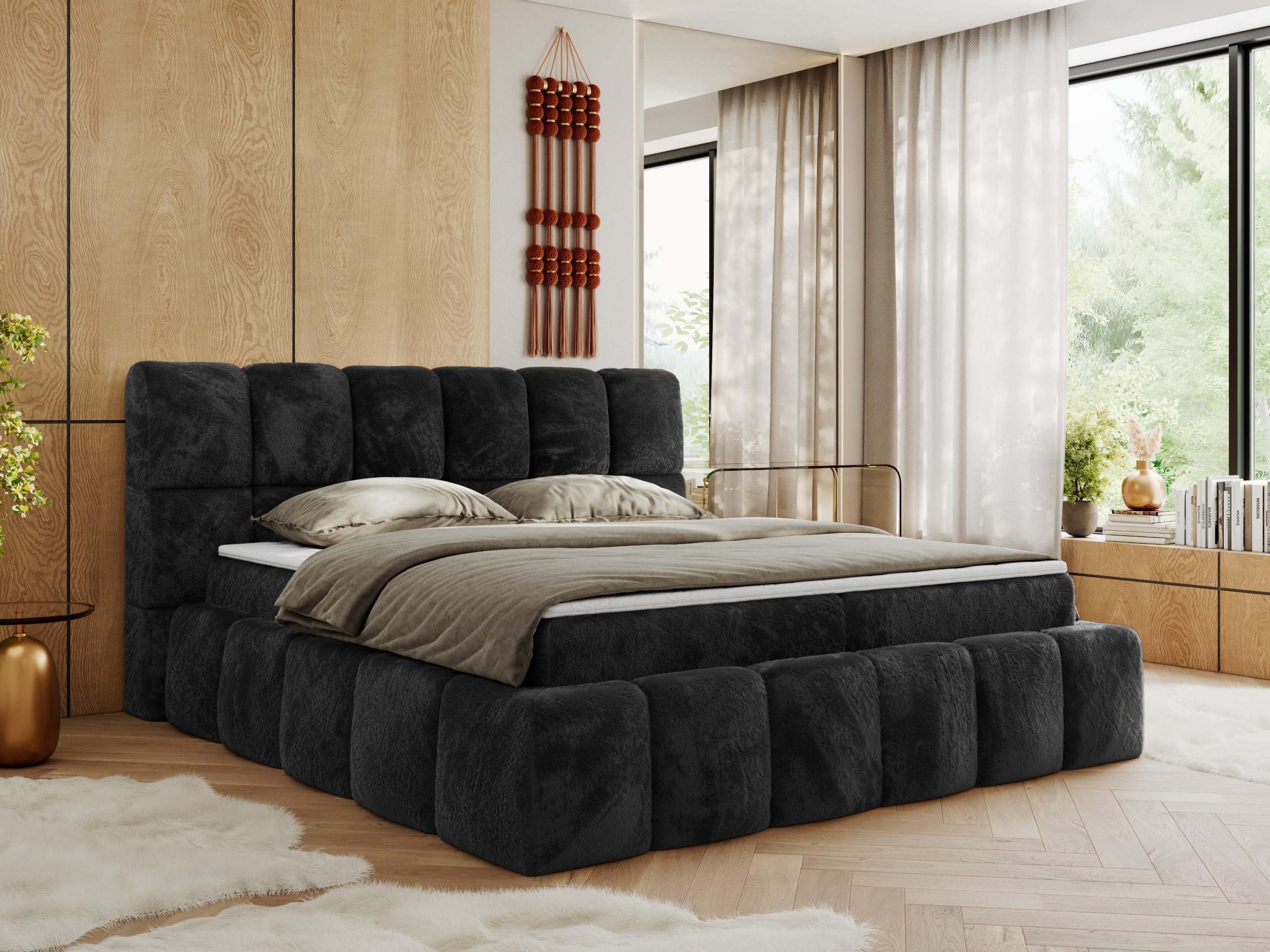 BOXBETT NIRA 140/200 - Dunkelgrau Plüsch - H4 Textil MKS Möbel > Betten > Boxspringbetten Grau