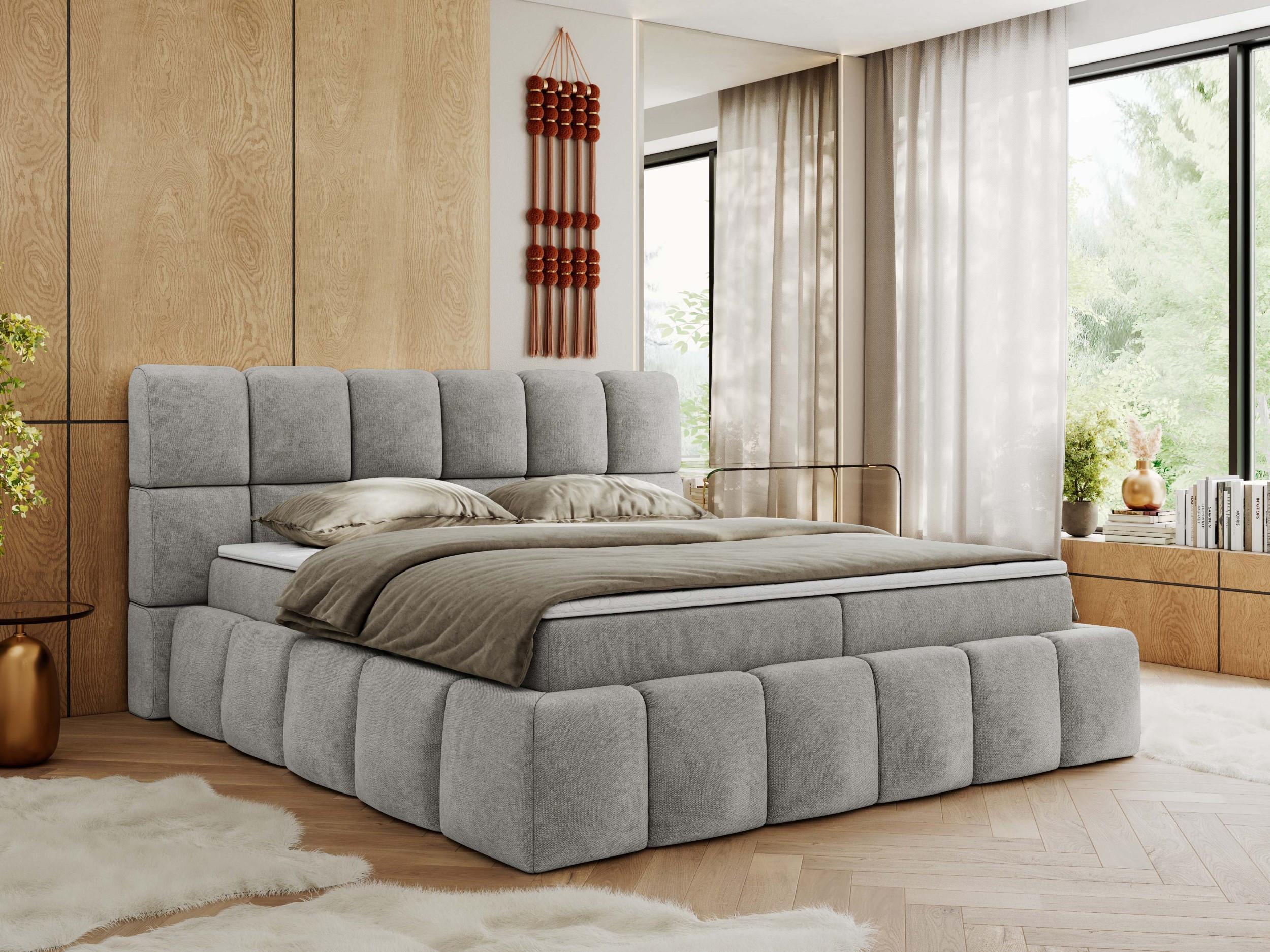 wohnli-moebel-suche-800001040008-1 BOXBETT NIRA 140/200 - Hellgrau Strukture - H3 Textil MKS Möbel > Betten > Boxspringbetten Grau