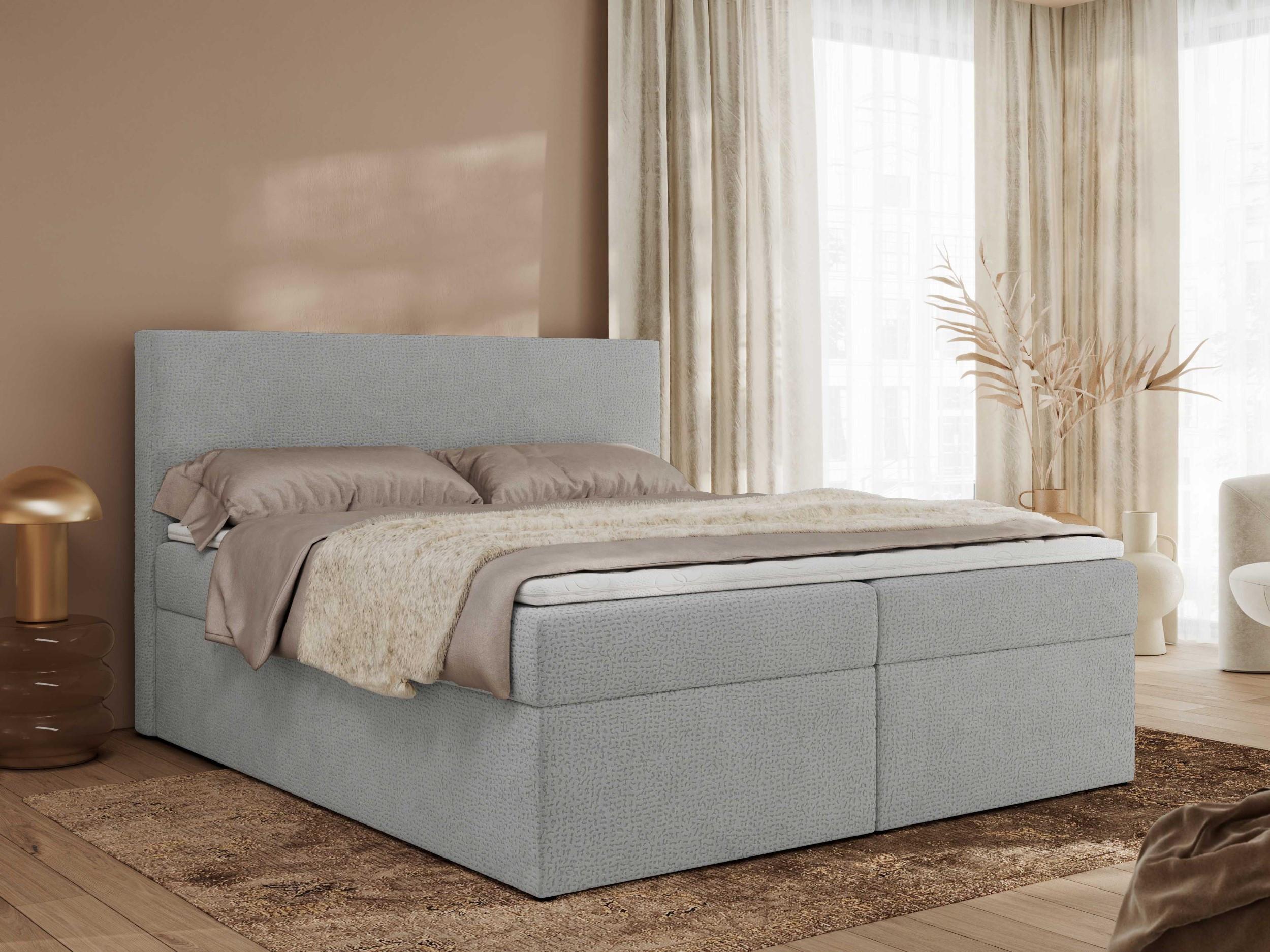 wohnli-moebel-suche-800001040013-1 BOXBETT JAGUAR 180/200 - Hellgrau Struktur - H3 Textil MKS Möbel > Betten > Boxspringbetten Grau