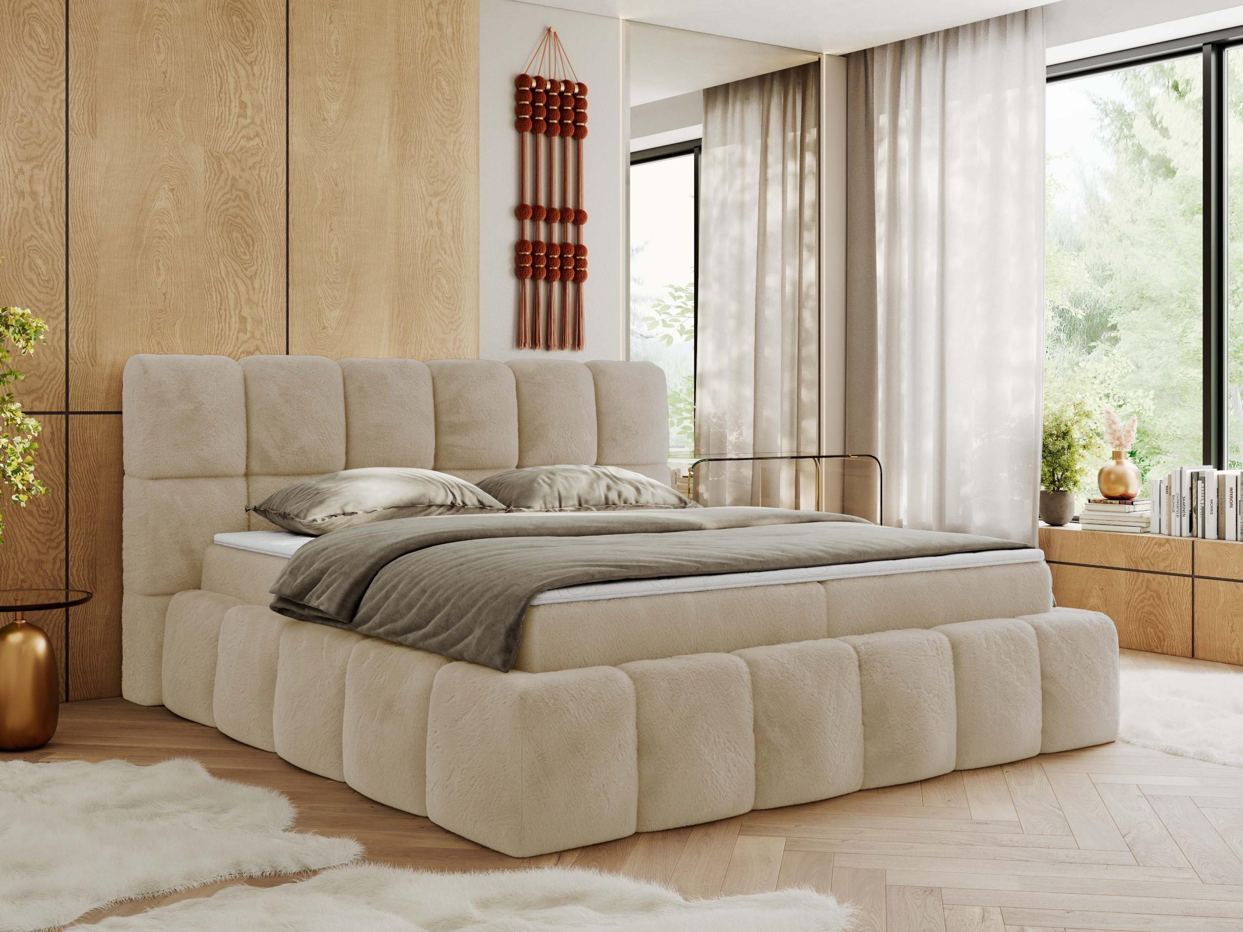 BOXBETT NIRA 180/200 - Creme Plüsch - H4 Textil MKS Möbel > Betten > Boxspringbetten Weiß