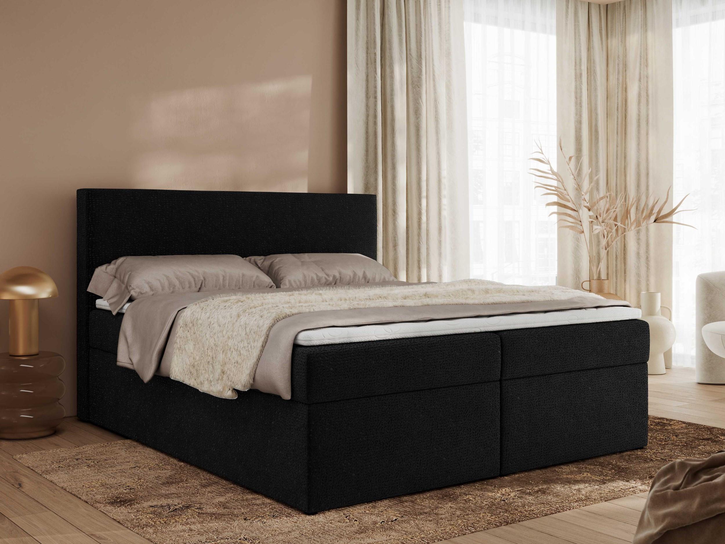 wohnli-moebel-suche-800001040053-1 BOXBETT JAGUAR 200/200 - Schwarz Struktur - H4 Textil MKS Möbel > Betten > Boxspringbetten Schwarz