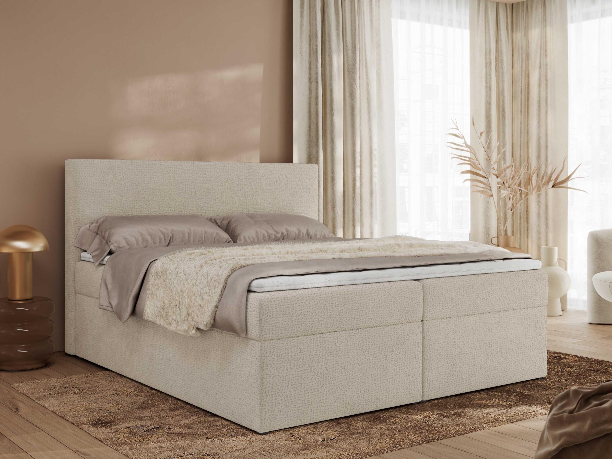 wohnli-moebel-suche-800001040080-1 BOXBETT JAGUAR 140/200 - Beige Struktur - H3 Textil MKS Möbel > Betten > Boxspringbetten Beige