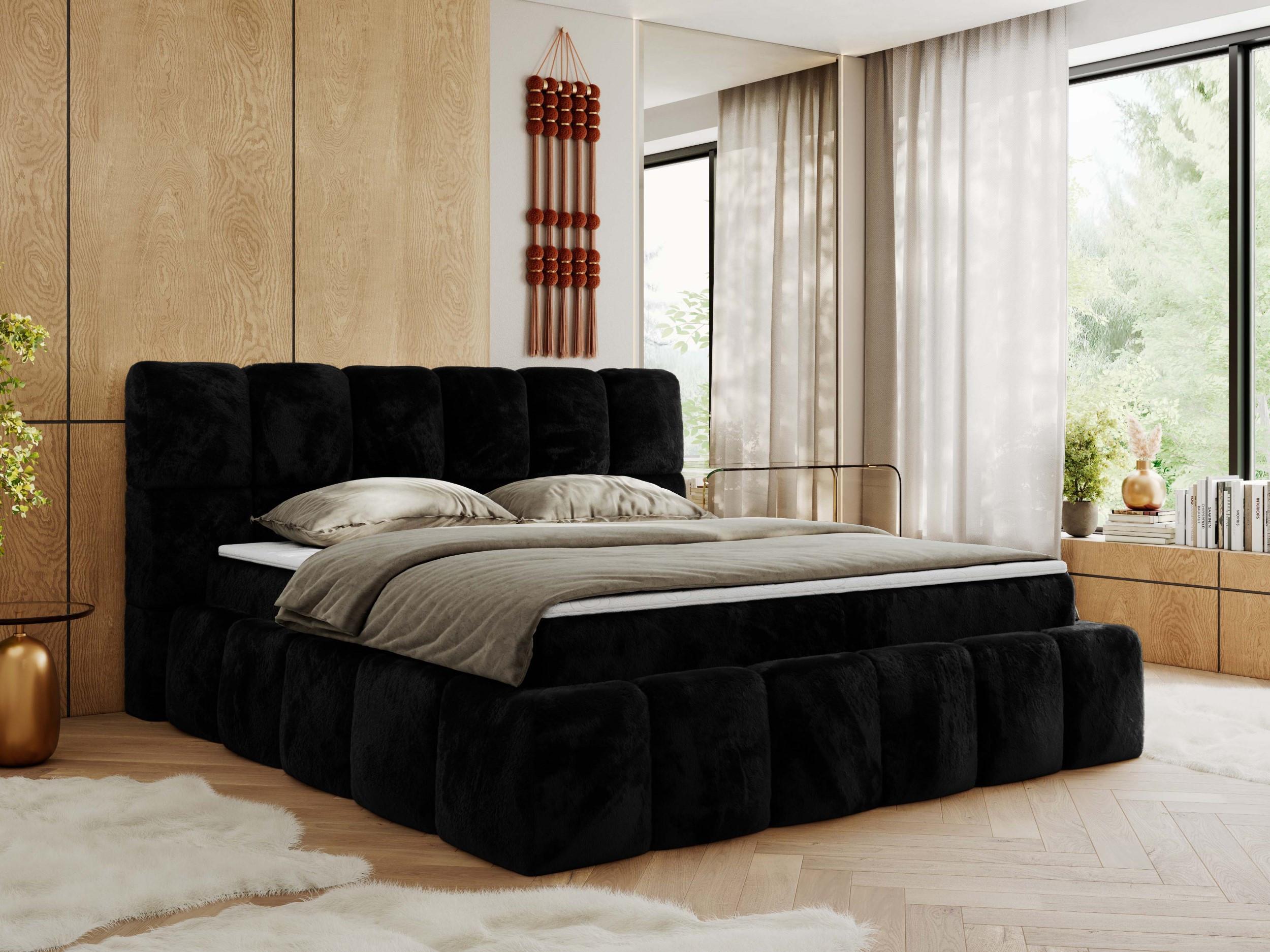 wohnli-moebel-suche-800001040111-1 BOXBETT NIRA 140/200 - Schwarz Plüsch - H4 Textil MKS Möbel > Betten > Boxspringbetten Schwarz