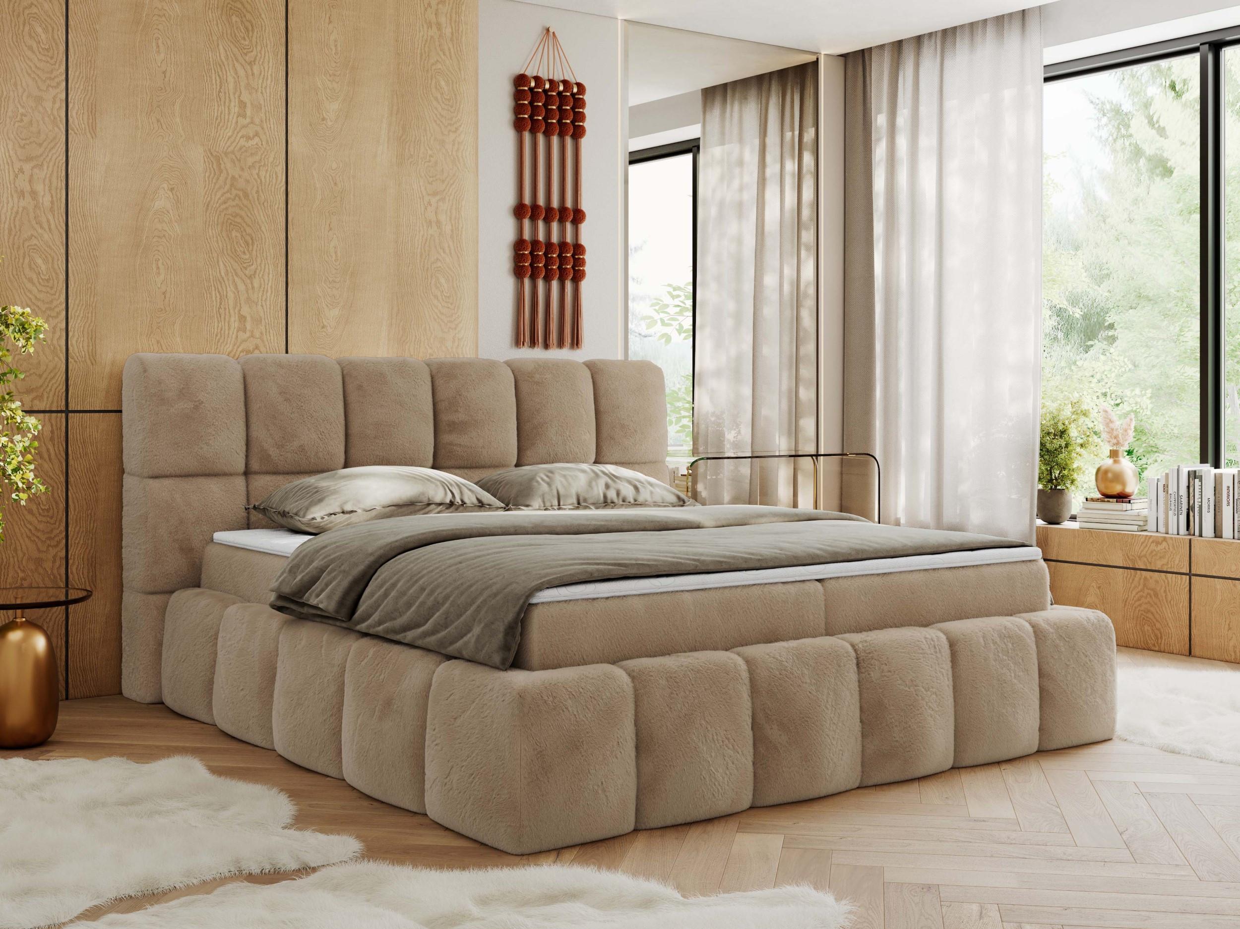 wohnli-moebel-suche-800001040126-1 BOXBETT NIRA 140/200 - Beige Plüsch - H3 Textil MKS Möbel > Betten > Boxspringbetten Beige