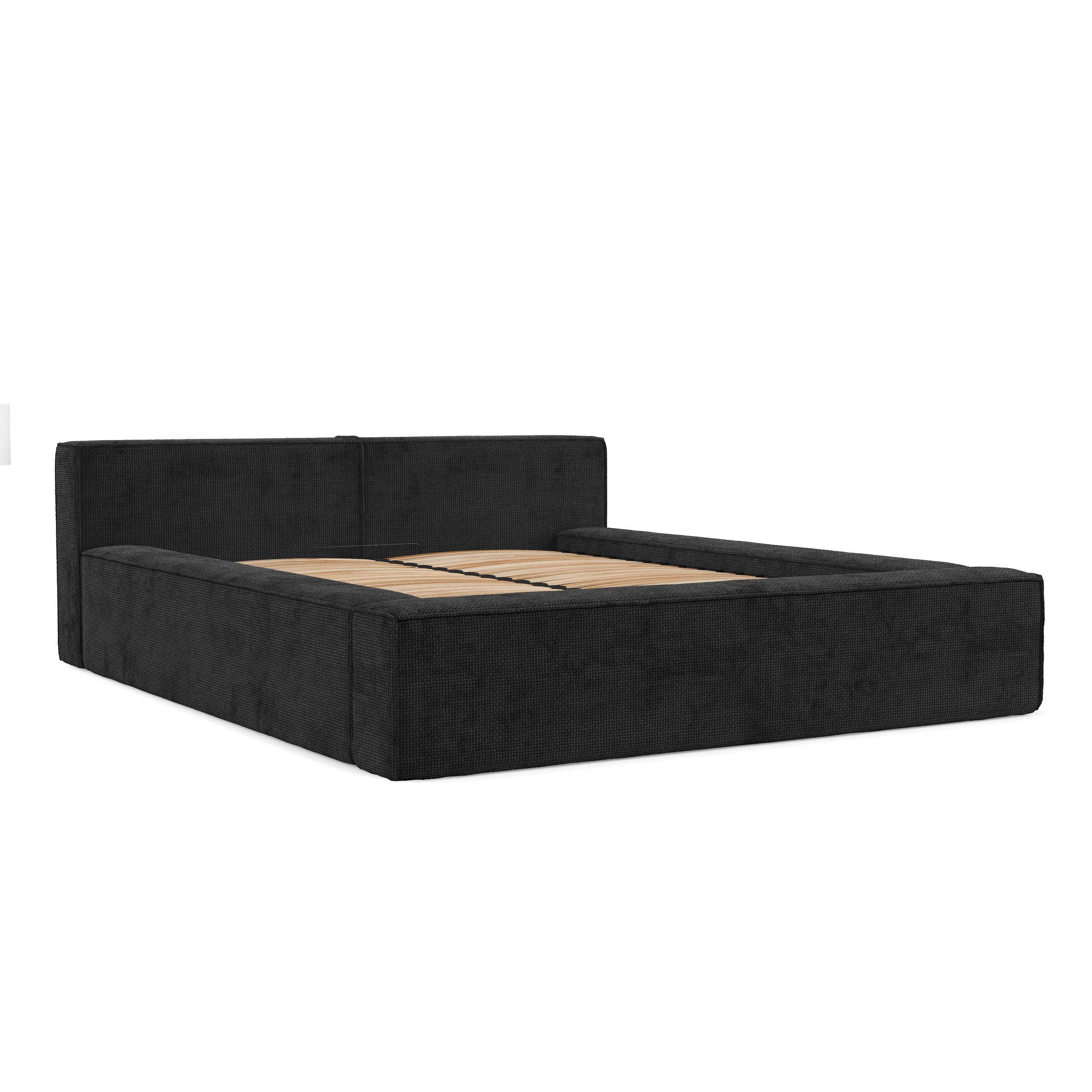 wohnli-moebel-suche-800001040519 Wohnli Möbelsuche - POLSTERBETT Casto mit Stauraum 160/200 cm Schwarz im Bonita Stoff