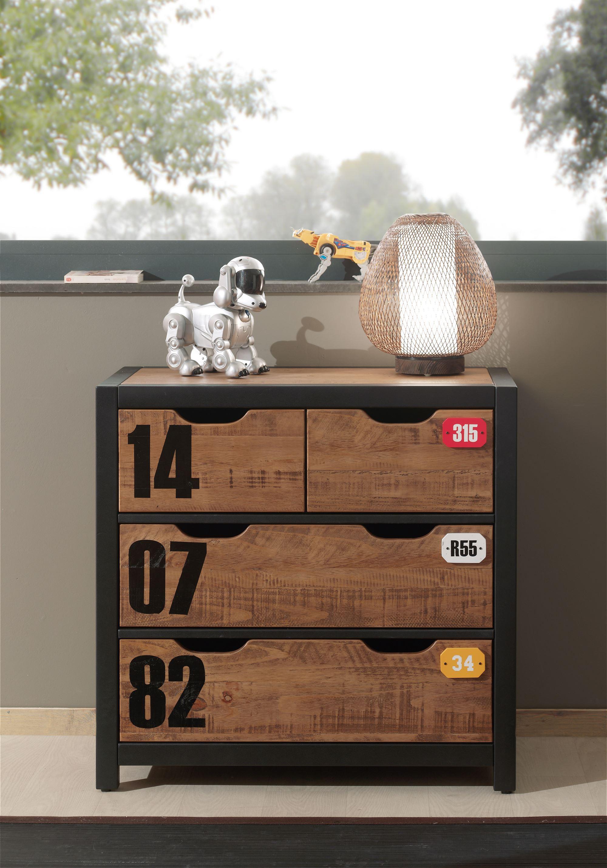SCHUBLADENKOMMODE Kameko 86x42x83 MDF+Massivholz Schwarz/Cognac Holzwerkstoff 58aufmkessel Möbel > Kommoden & Schubladenschränke > Kommoden Schwarz
