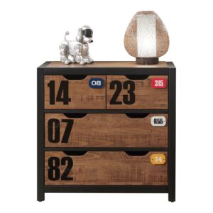 wohnli-moebel-suche-800001040612 Wohnli Möbelsuche - SCHUBLADENKOMMODE Kameko 86x42x83 MDF+Massivholz Schwarz/Cognac