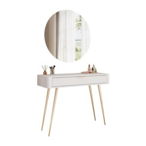 wohnli-moebel-suche-800001041061 Wohnli Möbelsuche - SCHMINKTISCH SCARLETT MIT RUNDEM LED-SPIEGEL BEIGE + GOLD