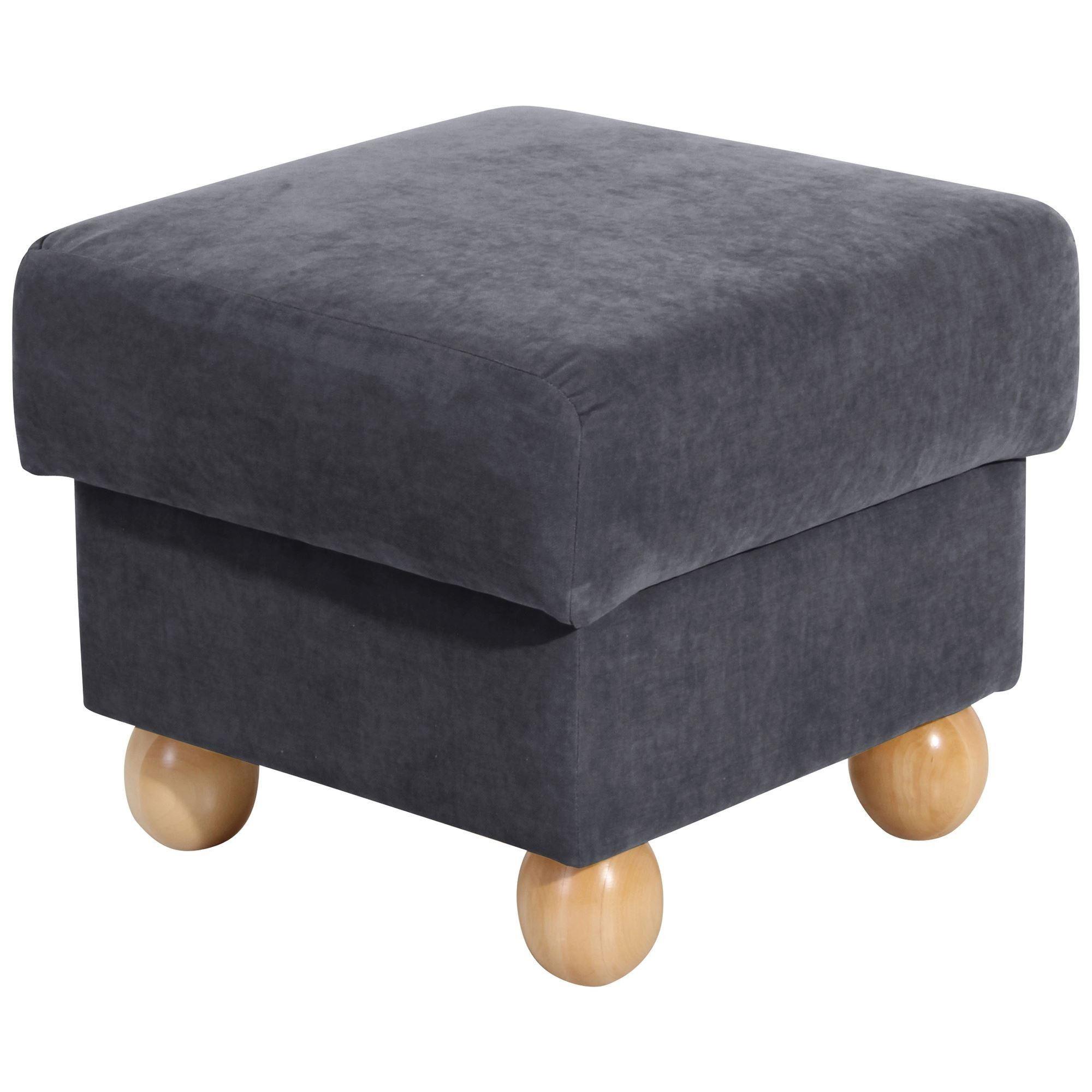 Wohnli Möbelsuche - HOCKER Kasha Bezug Veloursstoff Buche natur / anthrazit