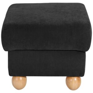HOCKER Kasha Bezug Veloursstoff Buche natur / schwarz Kunststoff 58aufmkessel Möbel > Sessel > Hocker Schwarz