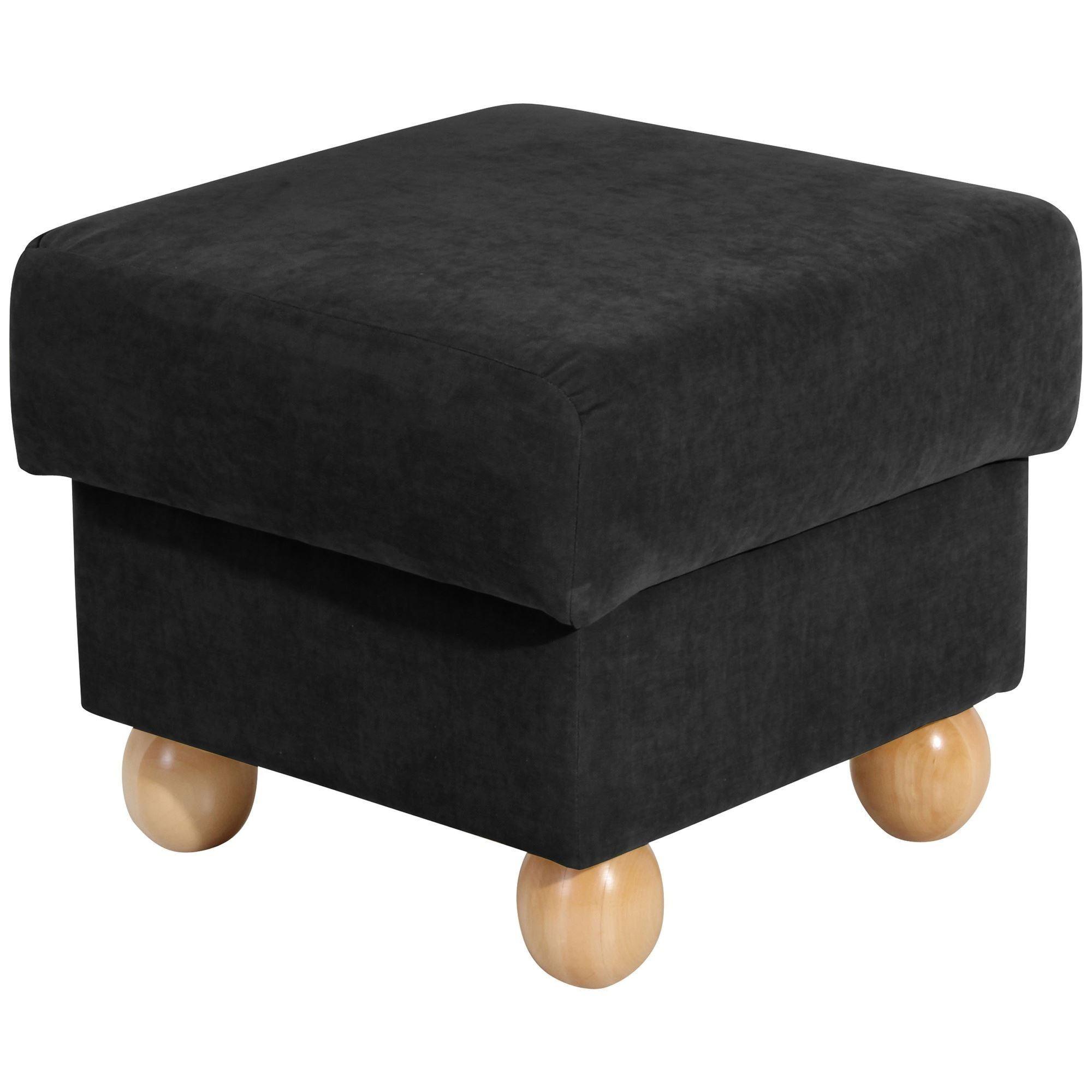Wohnli Möbelsuche - HOCKER Kasha Bezug Veloursstoff Buche natur / schwarz