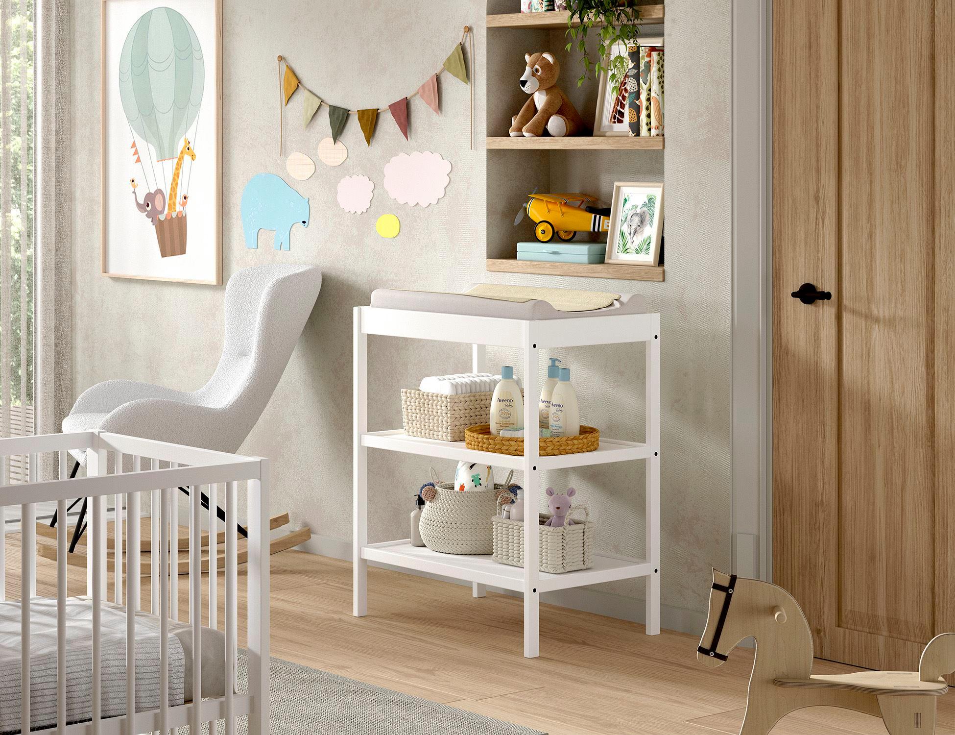 WICKELREGAL Kara-lynn 79x50x95 aus Buche Massivholz Farbe Weiß Holz 58aufmkessel Möbel > Kommoden & Schubladenschränke > Wickelkommoden Weiß