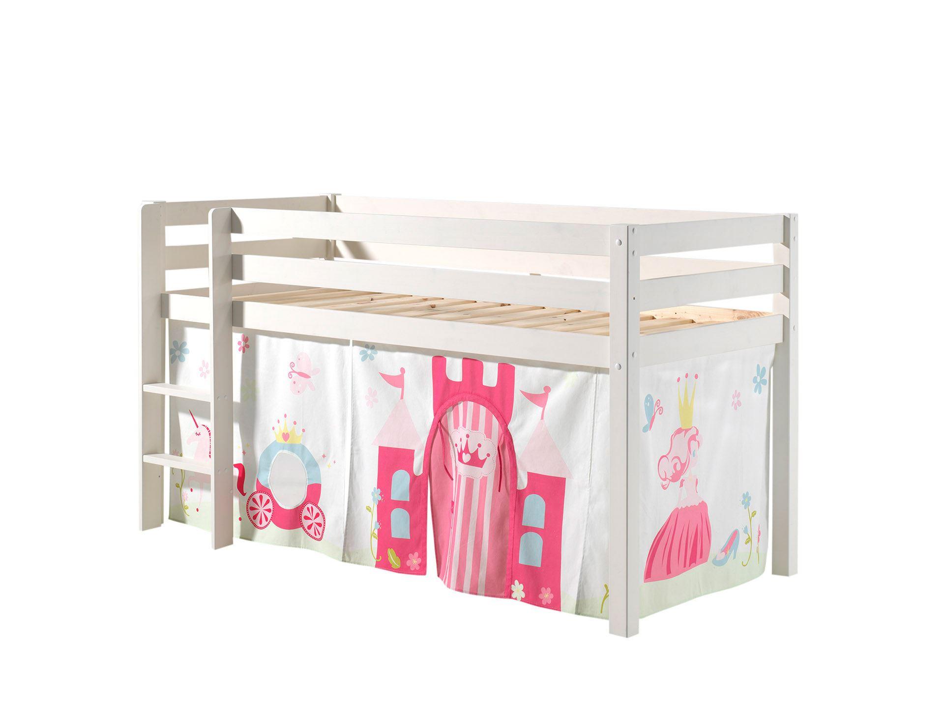 wohnli-moebel-suche-800001042070 Wohnli Möbelsuche - KINDERBETT Karolina 210x114x106 Massivholz Weiß Textilset Princess 1