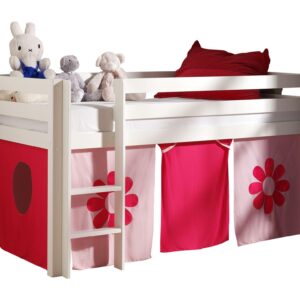 wohnli-moebel-suche-800001042081 Wohnli Möbelsuche - KINDERBETT Karolina 210x114x106 Massivholz Weiß Textilset Flower