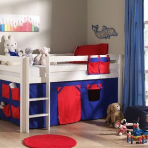 wohnli-moebel-suche-800001042101-1 KINDERBETT Karolina 210x114x106 Massivholz Weiß Textilset Domino Holz 58aufmkessel Möbel > Betten > Hoch- und Etagenbetten > Hochbetten Weiß
