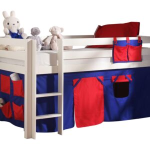 wohnli-moebel-suche-800001042101 Wohnli Möbelsuche - KINDERBETT Karolina 210x114x106 Massivholz Weiß Textilset Domino