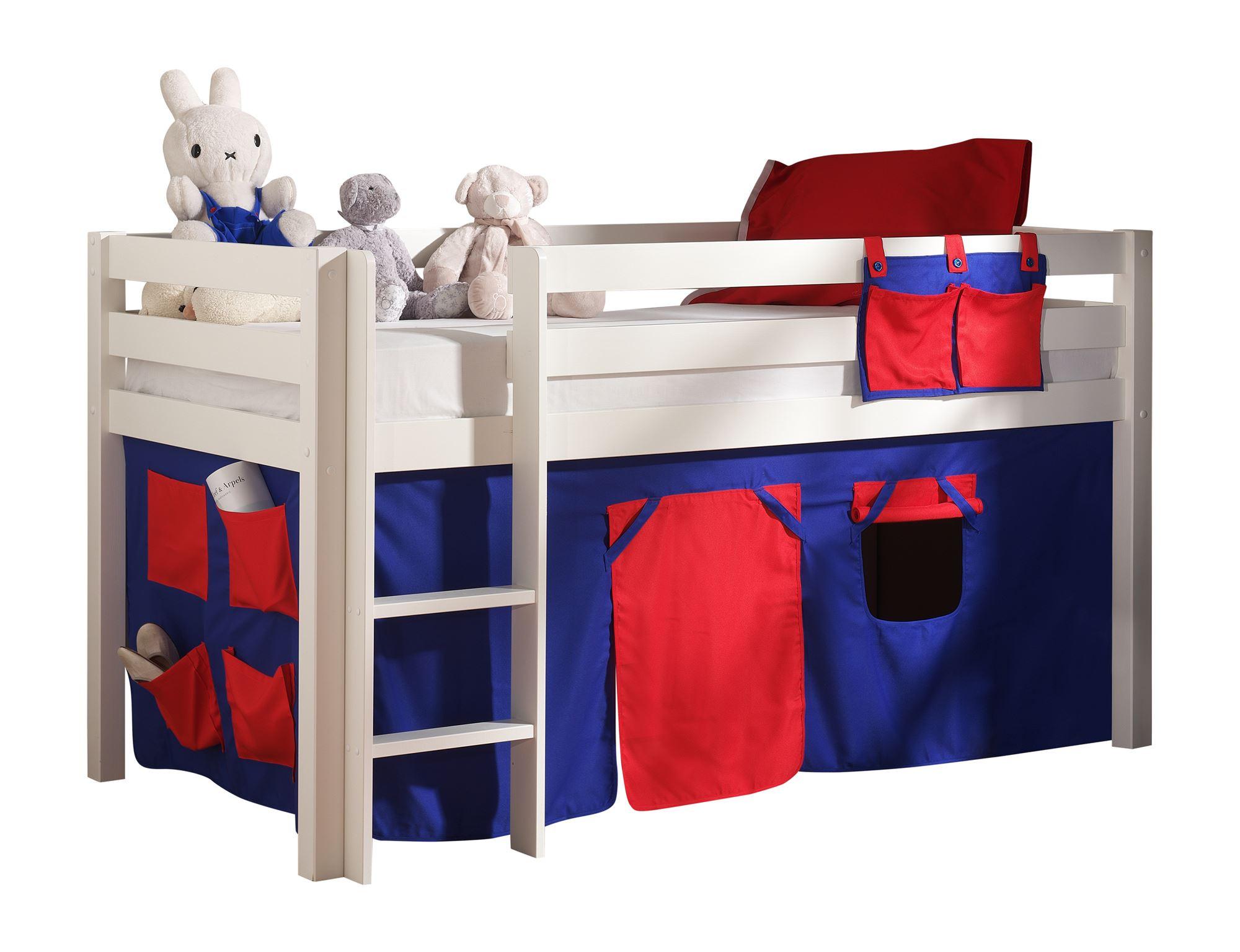 wohnli-moebel-suche-800001042101 Wohnli Möbelsuche - KINDERBETT Karolina 210x114x106 Massivholz Weiß Textilset Domino