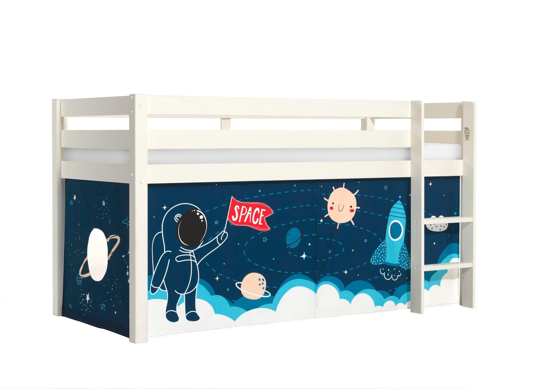 wohnli-moebel-suche-800001042102 Wohnli Möbelsuche - KINDERBETT Karolina 210x114x106 Massivholz Weiß Textilset Rakete