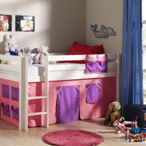 wohnli-moebel-suche-800001042106-1 KINDERBETT Karolina 210x114x106 Massivholz Weiß Textilset Bella Holz 58aufmkessel Möbel > Betten > Hoch- und Etagenbetten > Hochbetten Weiß