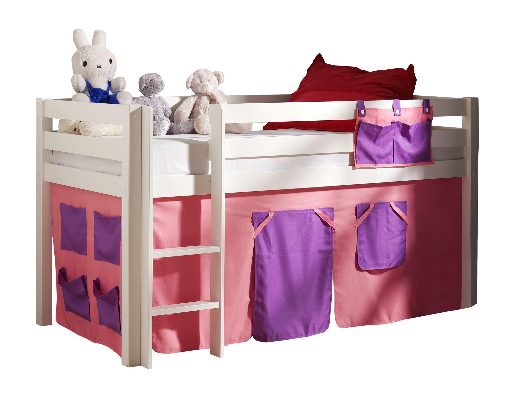 Wohnli Möbelsuche - KINDERBETT Karolina 210x114x106 Massivholz Weiß Textilset Bella