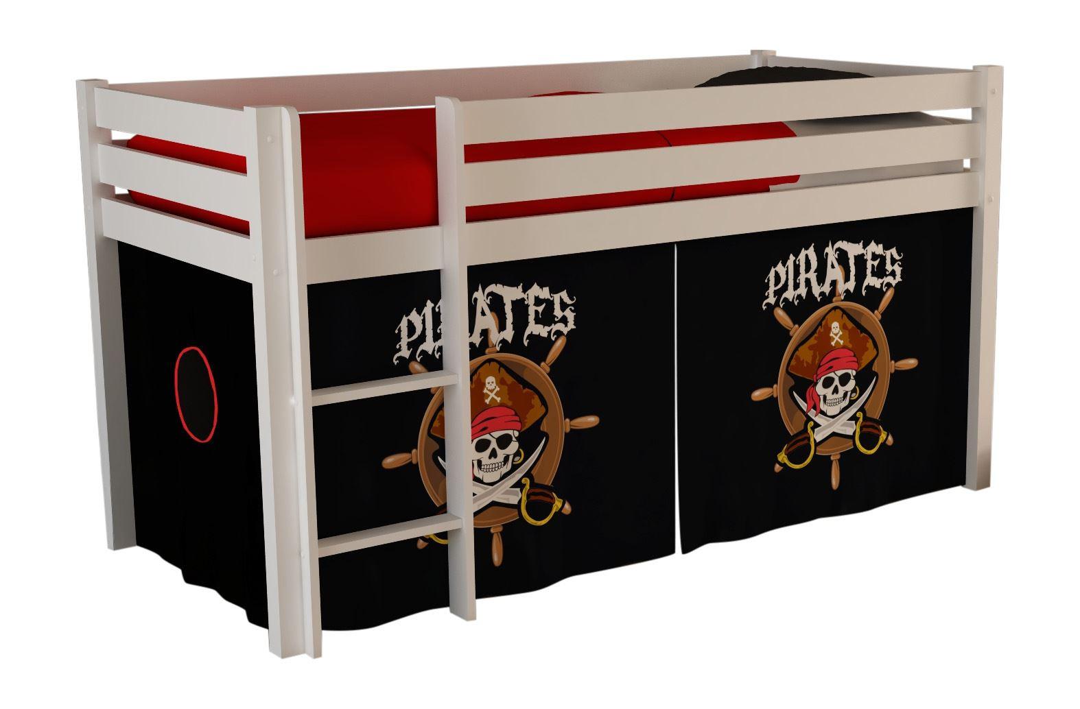wohnli-moebel-suche-800001042109 Wohnli Möbelsuche - KINDERBETT Karolina 210x114x106 Massivholz Weiß Textilset Pirate