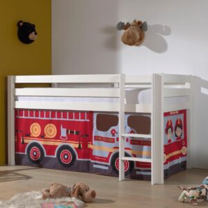 wohnli-moebel-suche-800001042115-1 KINDERBETT Karolina 210x114x106 Massivholz Weiß Textilset Feuerwehr Holz 58aufmkessel Möbel > Betten > Hoch- und Etagenbetten > Hochbetten Weiß
