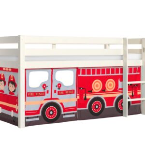 wohnli-moebel-suche-800001042115 Wohnli Möbelsuche - KINDERBETT Karolina 210x114x106 Massivholz Weiß Textilset Feuerwehr