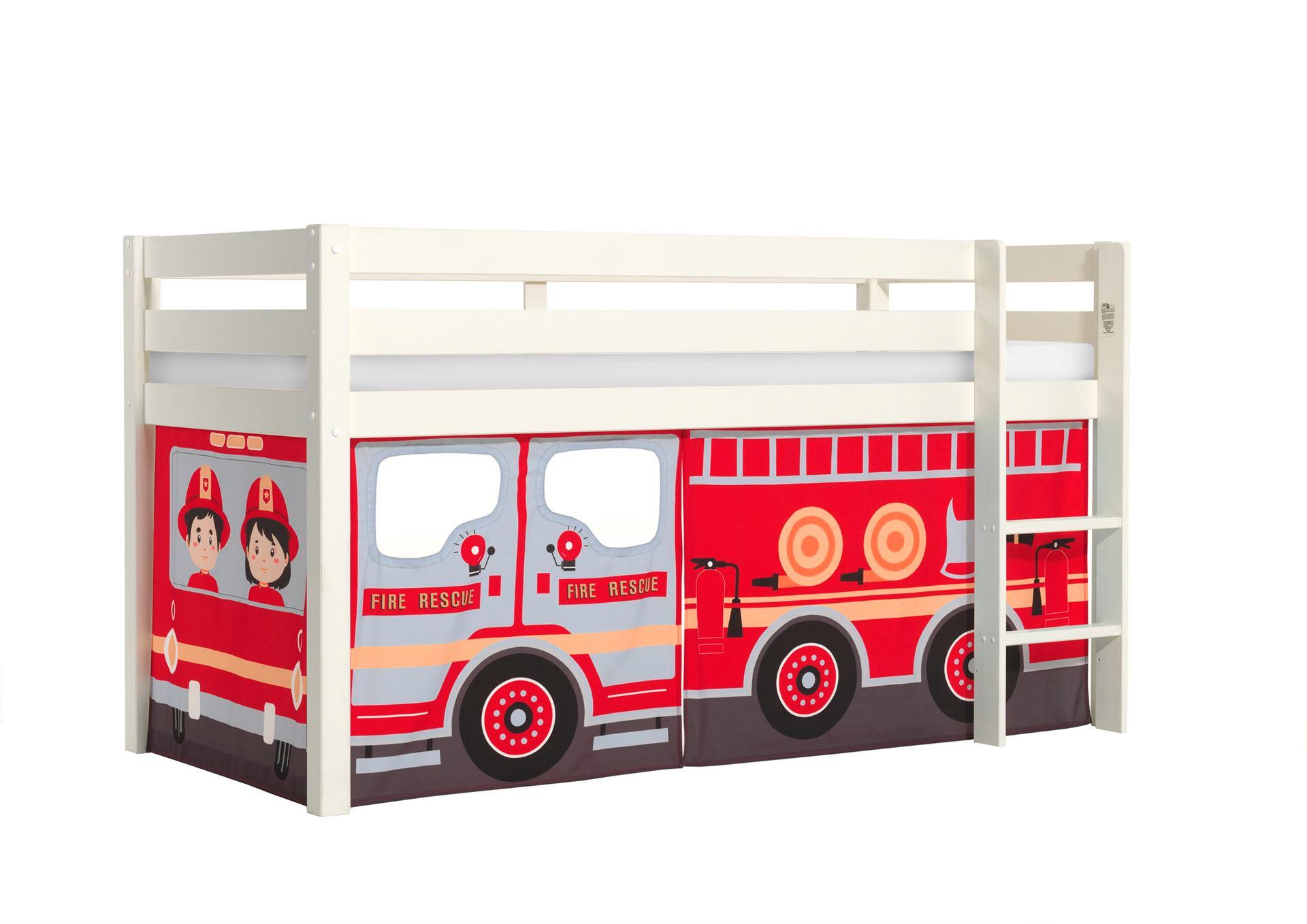 wohnli-moebel-suche-800001042115 Wohnli Möbelsuche - KINDERBETT Karolina 210x114x106 Massivholz Weiß Textilset Feuerwehr