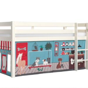 wohnli-moebel-suche-800001042118 Wohnli Möbelsuche - KINDERBETT Karolina 210x114x106 Massivholz Weiß Textilset Pet Shop