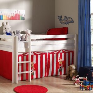 wohnli-moebel-suche-800001042120-1 KINDERBETT Karolina 210x114x106 Massivholz Weiß Textilset Zirkus Holz 58aufmkessel Möbel > Betten > Hoch- und Etagenbetten > Hochbetten Weiß