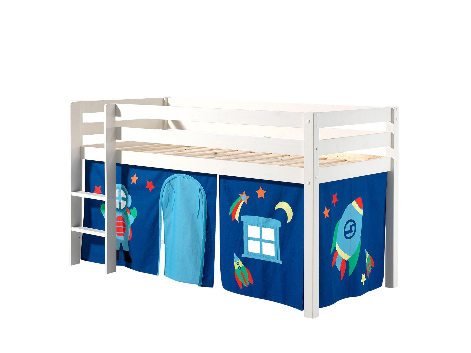 Wohnli Möbelsuche - KINDERBETT Karolina 210x114x106 Massivholz Weiß Textilset Astro 1