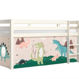 wohnli-moebel-suche-800001042123 Wohnli Möbelsuche - KINDERBETT Karolina 210x114x106 Massivholz Weiß Textilset Dino