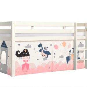 wohnli-moebel-suche-800001042131 Wohnli Möbelsuche - KINDERBETT Karolina 210x114x106 Massivholz Weiß Textilset Sophie