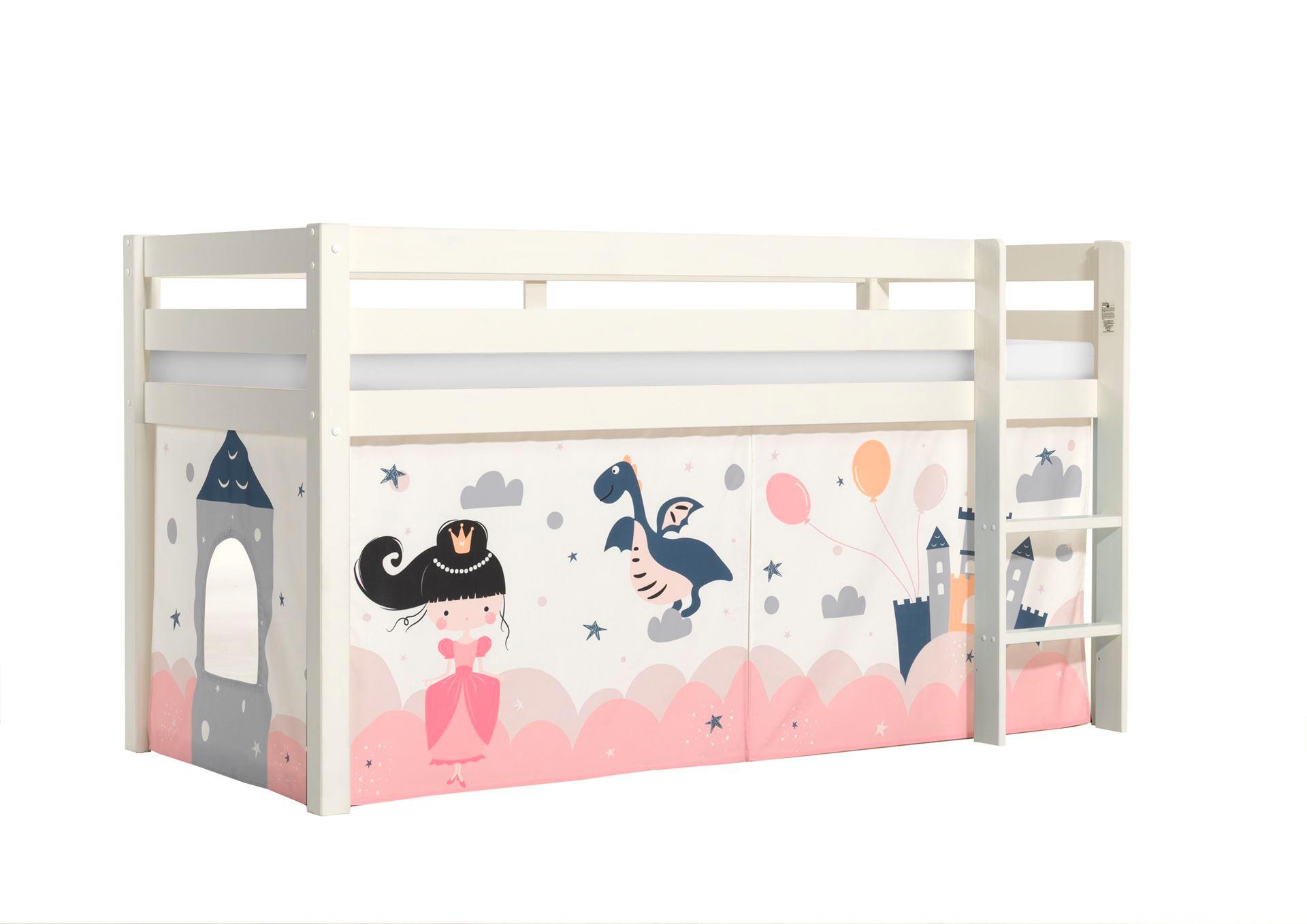 Wohnli Möbelsuche - KINDERBETT Karolina 210x114x106 Massivholz Weiß Textilset Sophie
