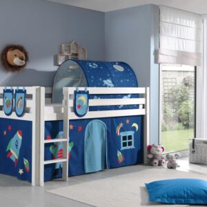 wohnli-moebel-suche-800001042825-1 KINDERBETT Karolina 210x114x106 Massivholz Weiß Textilset Astro 4 Holz 58aufmkessel Möbel > Betten > Hoch- und Etagenbetten > Hochbetten Weiß