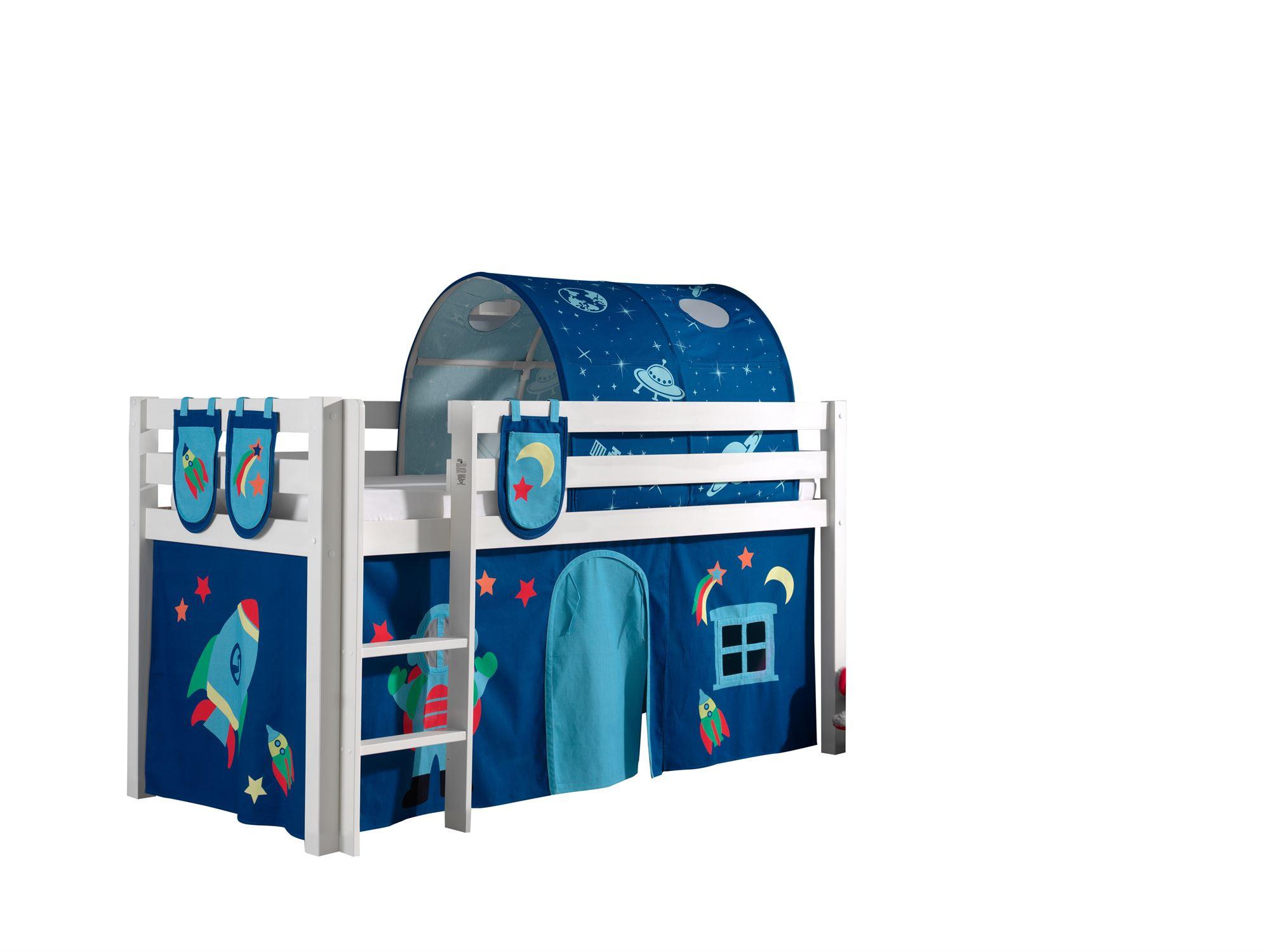 Wohnli Möbelsuche - KINDERBETT Karolina 210x114x106 Massivholz Weiß Textilset Astro 4