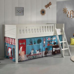 wohnli-moebel-suche-800001042826-1 KINDERBETT Karyl 208x114x135 Massivholz Weiß Textilset Pet Shop Holz 58aufmkessel Möbel > Betten > Hoch- und Etagenbetten > Hochbetten Weiß