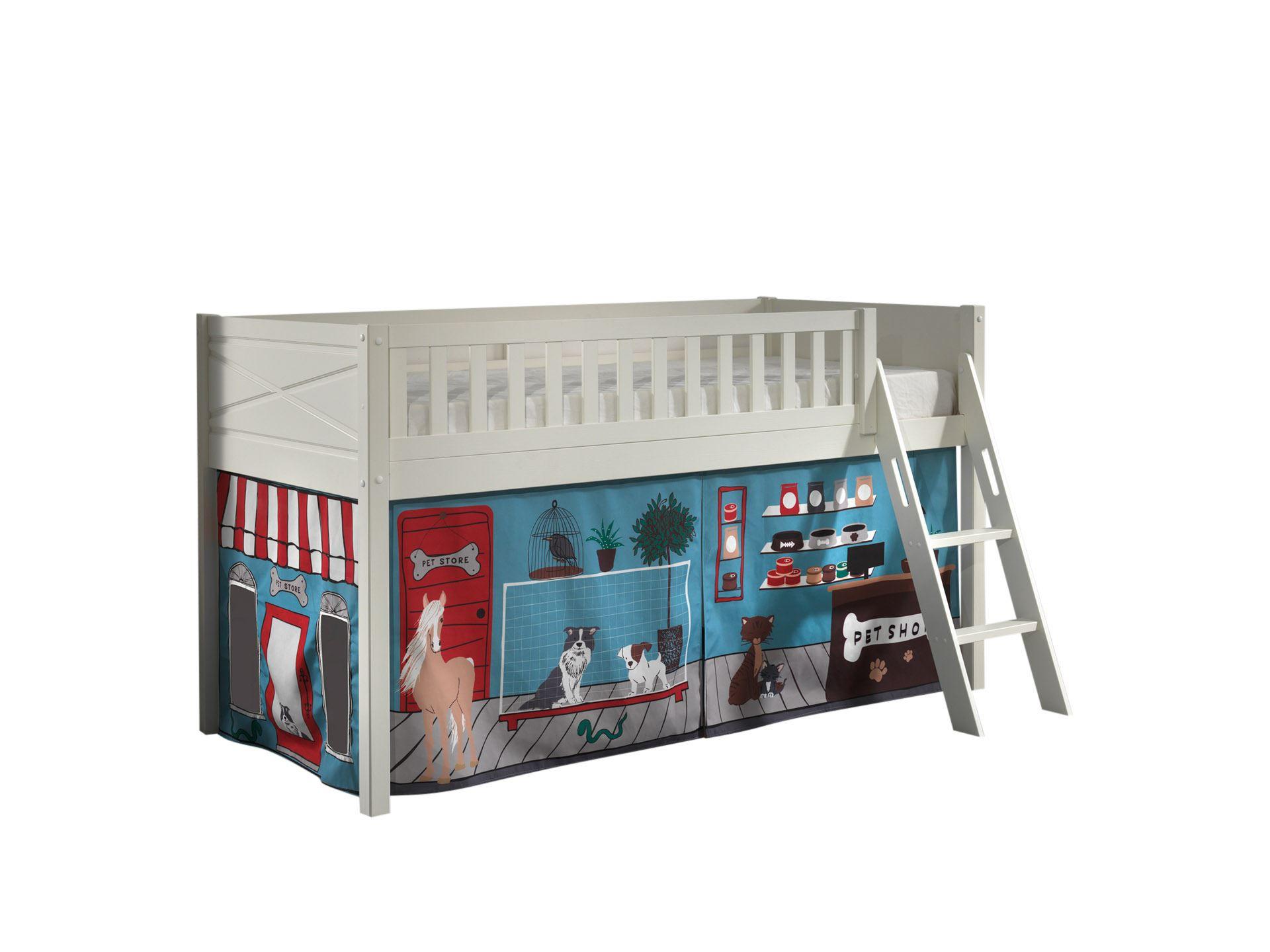 wohnli-moebel-suche-800001042826 Wohnli Möbelsuche - KINDERBETT Karyl 208x114x135 Massivholz Weiß Textilset Pet Shop