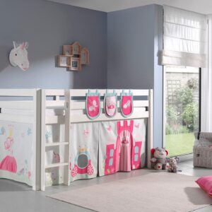 wohnli-moebel-suche-800001042828-1 KINDERBETT Karolina 210x114x106 Massivholz Weiß Textilset Princess 3 Holz 58aufmkessel Möbel > Betten > Hoch- und Etagenbetten > Hochbetten Weiß