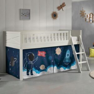 wohnli-moebel-suche-800001042831-1 KINDERBETT Karyl 208x114x135 Massivholz Weiß Textilset Rakete Holz 58aufmkessel Möbel > Betten > Hoch- und Etagenbetten > Hochbetten Weiß
