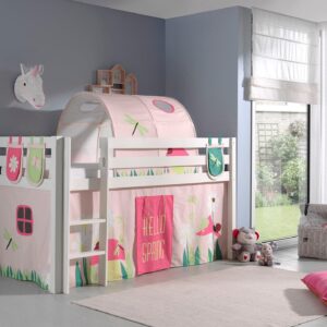 wohnli-moebel-suche-800001042849-1 KINDERBETT Karolina 210x114x106 Massivholz Weiß Textilset Spring 4 Holz 58aufmkessel Möbel > Betten > Hoch- und Etagenbetten > Hochbetten Weiß