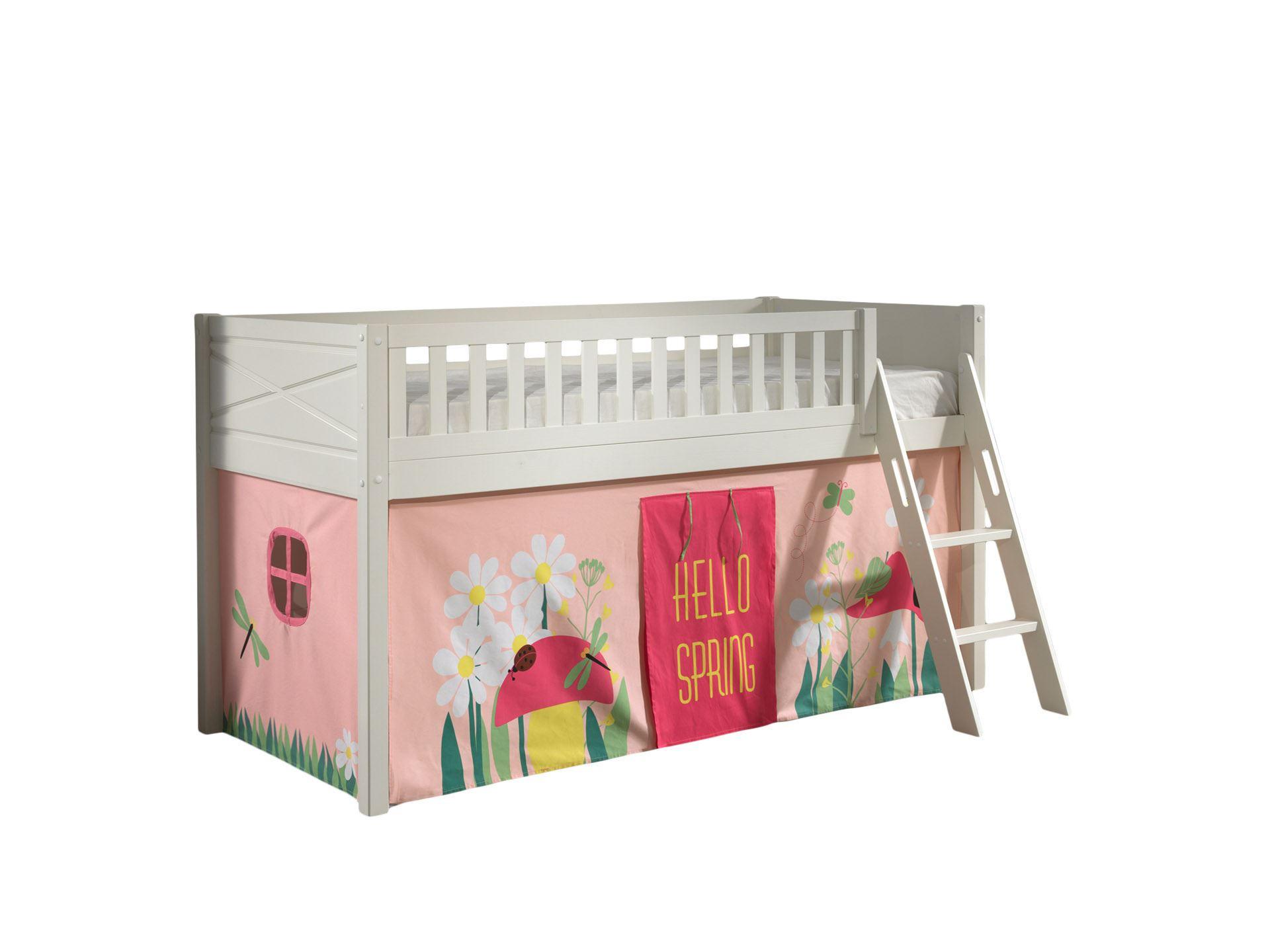 Wohnli Möbelsuche - KINDERBETT Karyl 208x114x135 Massivholz Weiß Textilset Spring 1