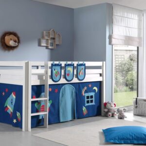wohnli-moebel-suche-800001042859-1 KINDERBETT Karolina 210x114x106 Massivholz Weiß Textilset Astro 3 Holz 58aufmkessel Möbel > Betten > Hoch- und Etagenbetten > Hochbetten Weiß