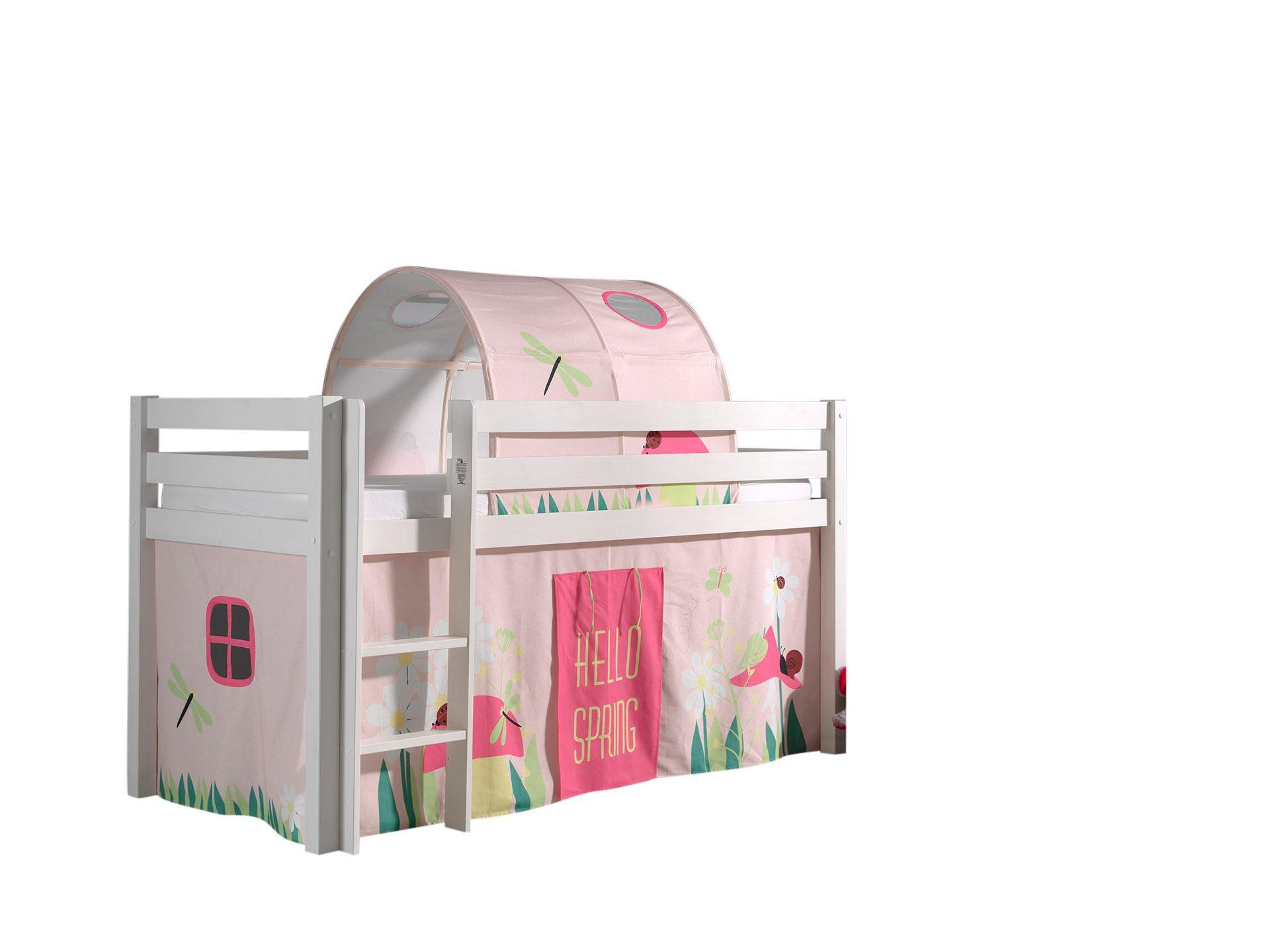 Wohnli Möbelsuche - KINDERBETT Karolina 210x114x106 Massivholz Weiß Textilset Spring 2