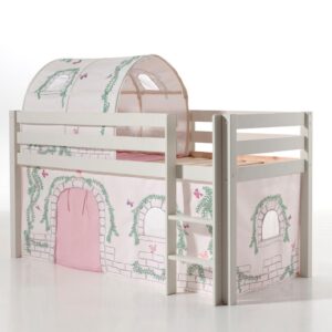KINDERBETT Karolina 210x114x106 Massivholz Weiß Textilset Burg 2 Holz 58aufmkessel Möbel > Betten > Hoch- und Etagenbetten > Hochbetten Weiß