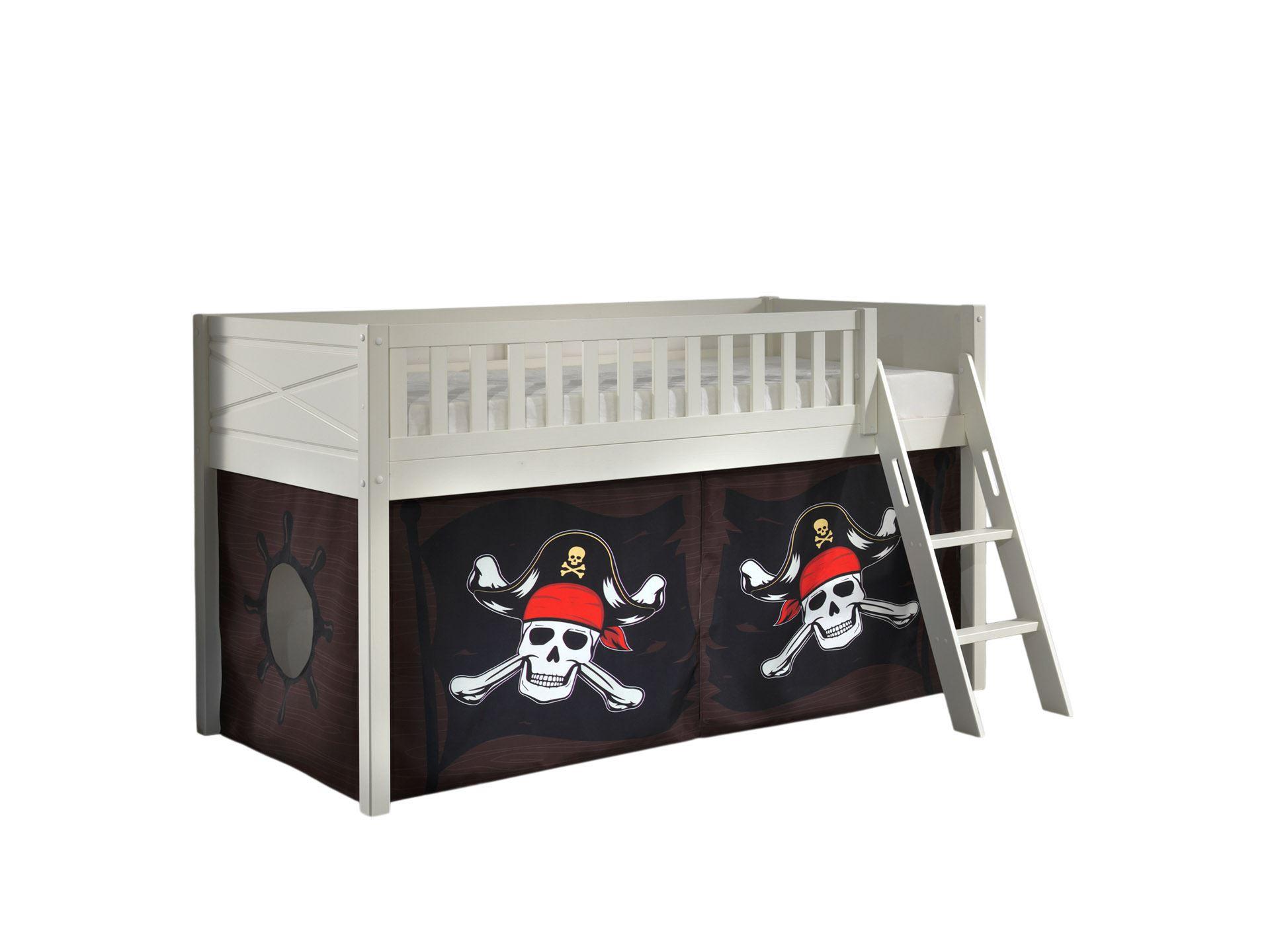 wohnli-moebel-suche-800001042866 Wohnli Möbelsuche - KINDERBETT Karyl 208x114x135 Massivholz Weiß Textilset Caribian Pirate