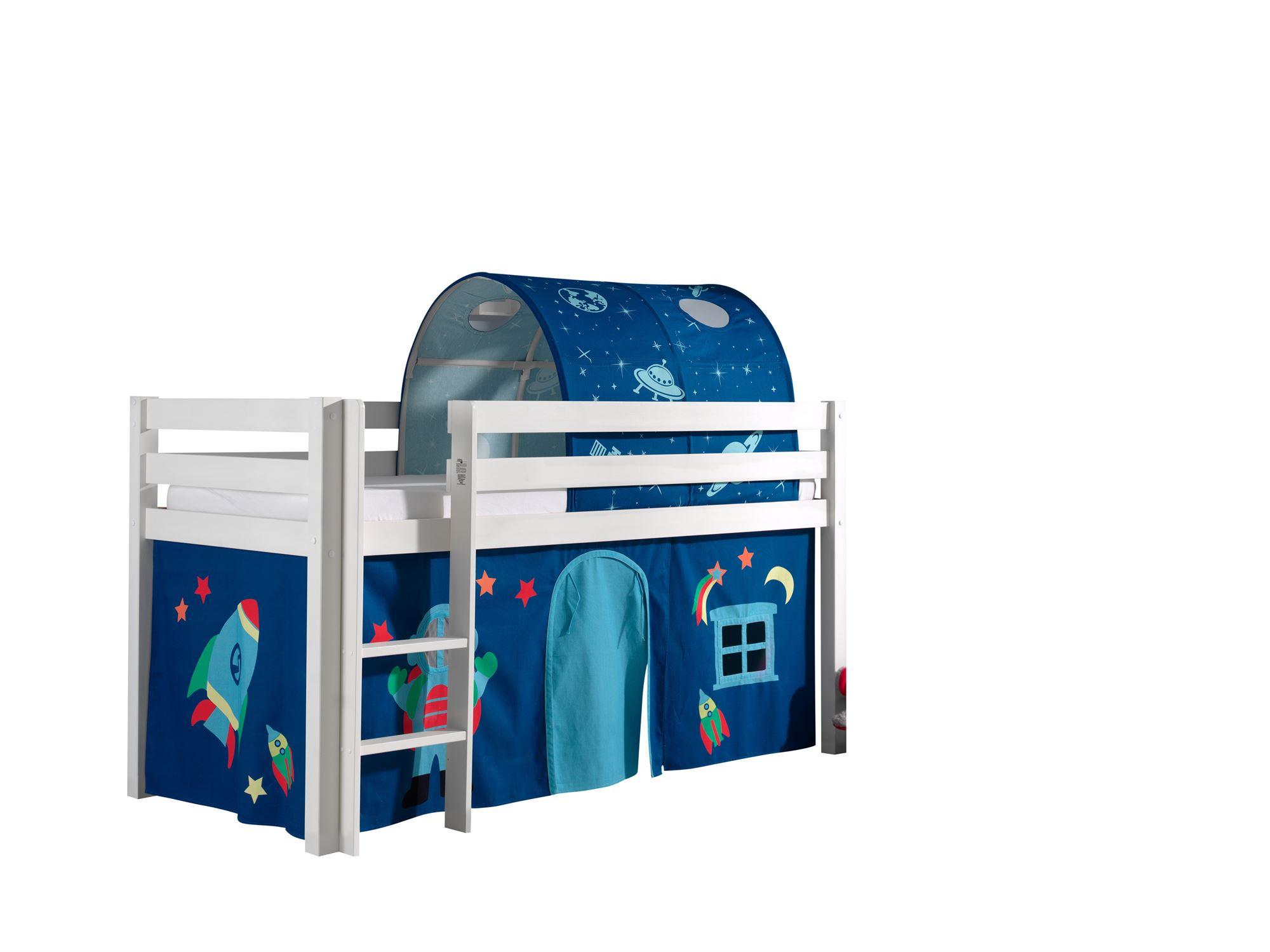 Wohnli Möbelsuche - KINDERBETT Karolina 210x114x106 Massivholz Weiß Textilset Astro 2